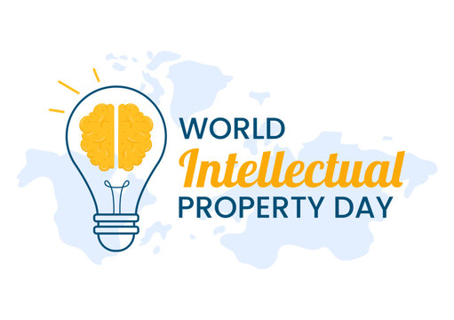 World Intellectual Property Day Illustration with Creativity and Light Bulb Idea for Web Banner or Landing Page in Flat Cartoon Hand Drawn Templates