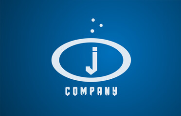 white blue J ellipse alphabet bold letter logo with dots. Corporate creative template design for business and company