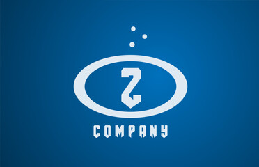 white blue Z ellipse alphabet bold letter logo with dots. Corporate creative template design for business and company