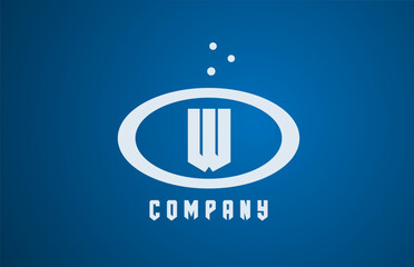 white blue W ellipse alphabet bold letter logo with dots. Corporate creative template design for business and company