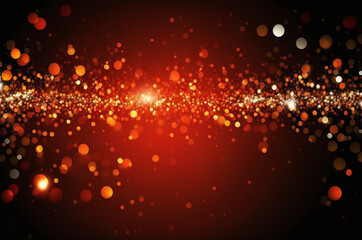 Red and golden glittering particles glowing. Generative AI.