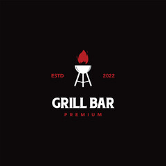 barbecue restaurant logo design vintage, bar grill logo template, grill bar logo isolated