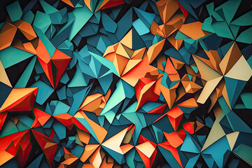 Illustration of an abstract pattern background, blue and orange shapes, generative AI