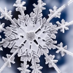 Close up of a Isolated and Symmetrical Snowflake in Winter