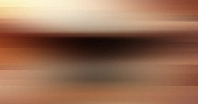 Abstract animation of blurry strobing luminous beige, orange and copper horizontal lines and blobs shifting colors and flashing quickly.