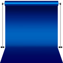 Blue Canvas studio. Blue Studio curtain. Background for photography. Vector illustration.