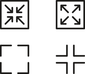 Obraz premium line illustration of screen magnifier arrow and reducer icon.