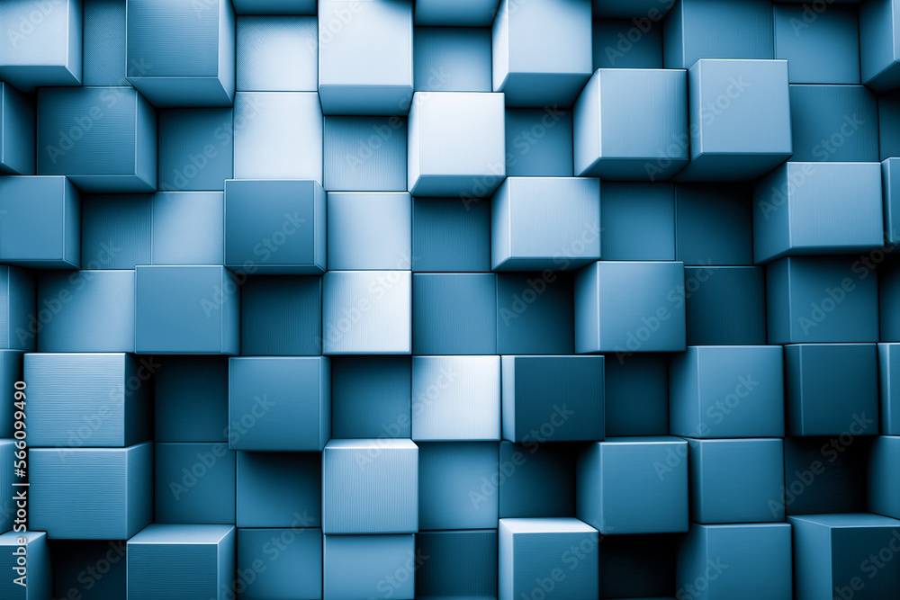Poster abstract background of cube blocks wall stacking blue design for cubic wallpaper background . admira