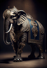 big black elephant with armor