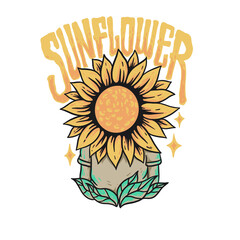 Fototapeta premium man with sunflower head illustration PNG for tshirt