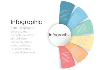 Infographic propeller template for business information presentation. Vector geometric elements. pastel modern workflow diagrams. Report plan 6 topics