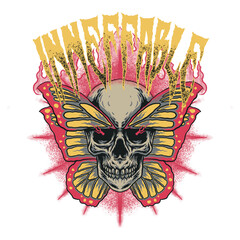 Skull with Butterfly Face PNG ,Inneffable