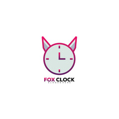 fox clock design icon design template symbol