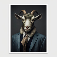 goat portrait elegant abstract suit outfit
