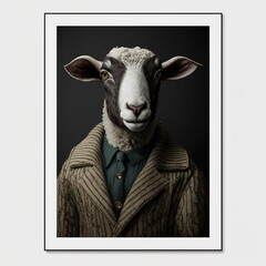 goat portrait elegant abstract suit outfit