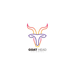 line art goat head logo template illustration design