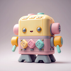 Naklejka premium cute little colorful robot generative AI