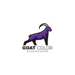 goat mascot logo template design colorful