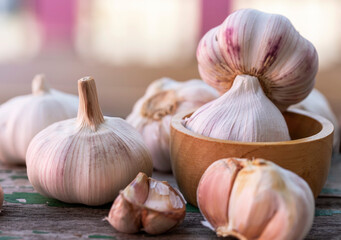 Fresh garlic bulbs.