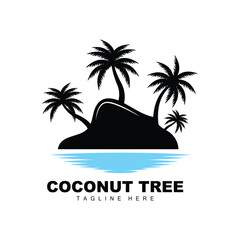Coconut Tree Logo, Ocean Tree Vector, Design For Templates, Product Branding, Beach Tourism Object Logo