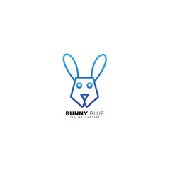 bunny head design line art logo gradient color