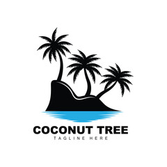 Coconut Tree Logo, Ocean Tree Vector, Design For Templates, Product Branding, Beach Tourism Object Logo