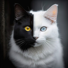 Fototapeta premium black and white cat