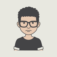 character illustration design, human face icon with caring expression