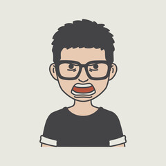 character illustration design, angry human face icon