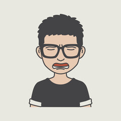 character illustration design, human face icon with crying expression