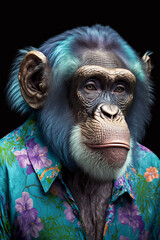 old monkey with Florida shirt generative AI