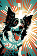 colorful dog with open mouth generative AI