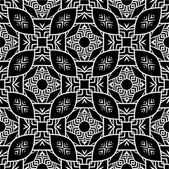 Vector pattern in geometric ornamental style. Black and white color.Seamless repeat pattern.Simple geo all over print block for apparel textile, ladies dress, fashion garment, digital wall paper.