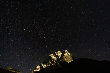 A Starry Night Sky with Mt. Ama Dablam from Dingboche