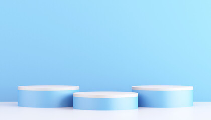 3d blue and white product podium mockup with minimal abstract background ,3d rendering