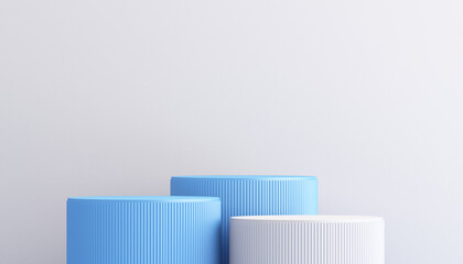 3d blue and white product podium mockup with minimal abstract background ,3d rendering