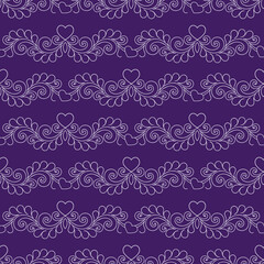 Ornate floral hearts seamless pattern