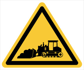 bulldozer, tractor, warning sign tractor working