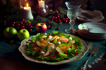 Fototapeta na wymiar Homemade Salad with Apples
