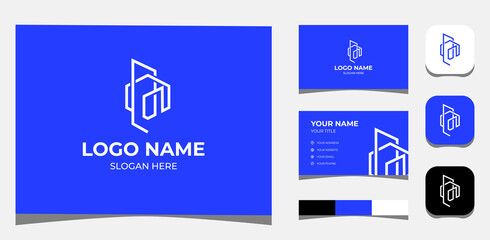 Template Logo Creative B P or B P M in Solid shape or Building concept. Creative Template with color pallet, visual branding, business card and icon.