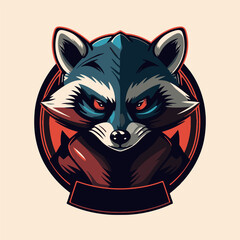 raccoon logo design in flat color vector design template © Vibrands Studio