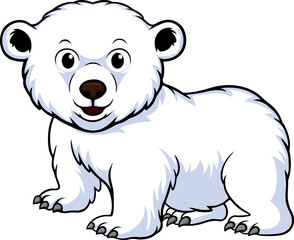 Fototapeta premium Cute baby polar bear cartoon on white background