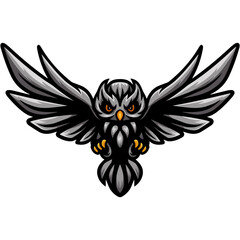 Cute owl cartoon mascot flying