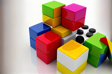 Obraz premium colorful building blocks on white