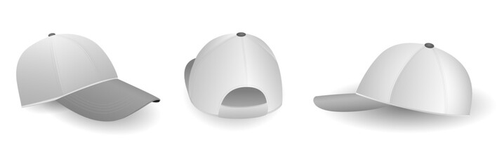 white baseball cap realistic isolated on white