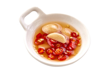 Fish sauce chili is a very popular condiment in Thai cuisine that adds a spicy and salty flavor. Composed of fresh sliced chilli, garlic, fish sauce, can add sugar and lime. Thai Chili Fish Sauce.