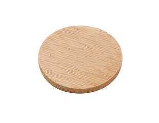 Round solid natural wooden serving tray isolated on white background, Serving Platter for Tea, Coffee, Food and Home Decoration.
