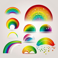 Collection set of rainbow ornament vector illustration, Made by AI,Artificial intelligence