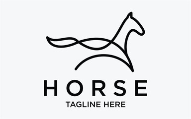 horse logo line simple template circle