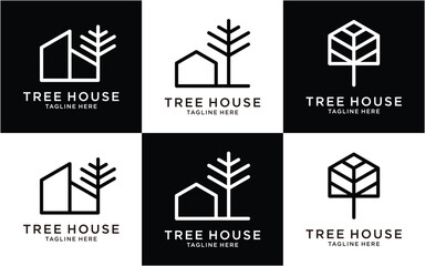 logo design house with tree template